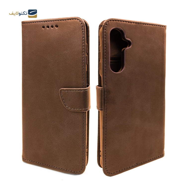 کیف موبایل چرمی مگنتی محافظ لنزدار Samsung Galaxy A54 - سرمه ای
