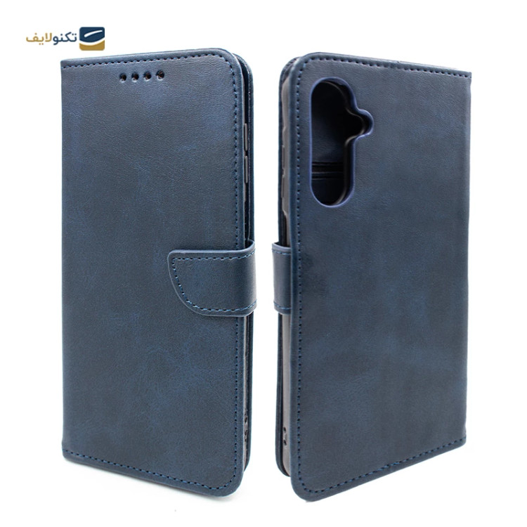کیف موبایل چرمی مگنتی محافظ لنزدار Samsung Galaxy A54 - سرمه ای