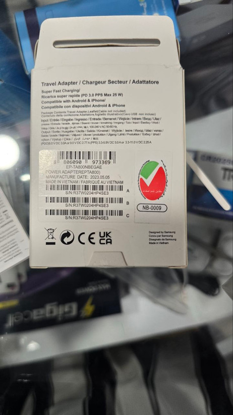 شارژر دیواری 25 وات سامسونگ فست شارژ EP-TA800 PD 3A
