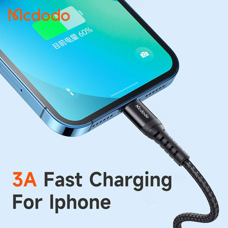 کابل کوتاه لایتنینگ فست شارژ 3 آمپر مک دودو CA-2260 طول 20 سانتی متر