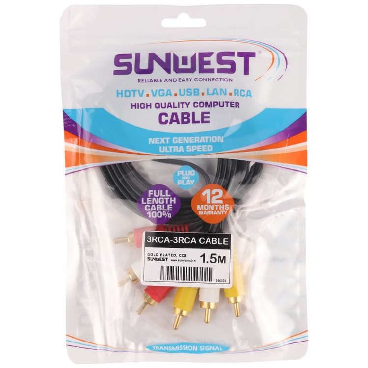 کابل ۳ به ۳ 1.۵ Sunwest AV RCA