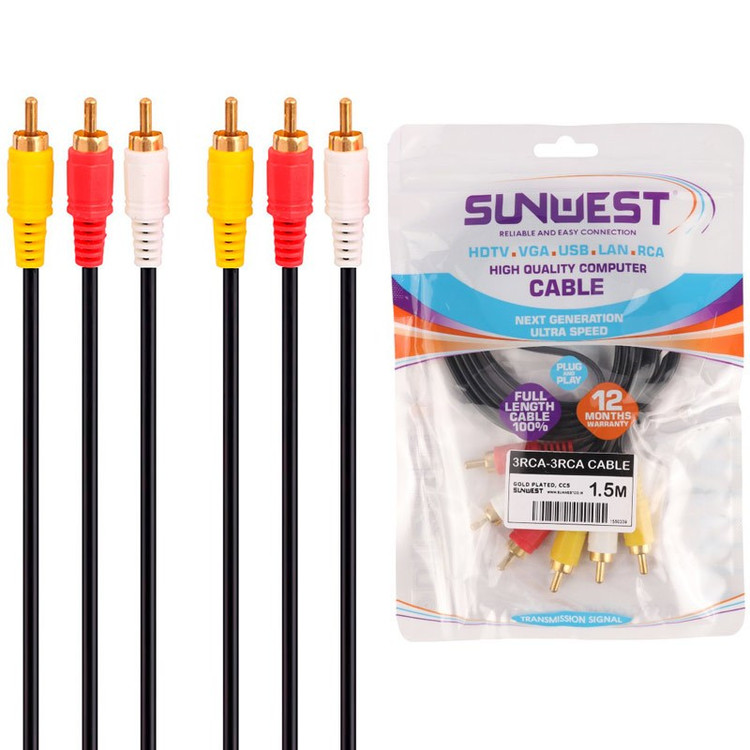 کابل ۳ به ۳ 1.۵ Sunwest AV RCA