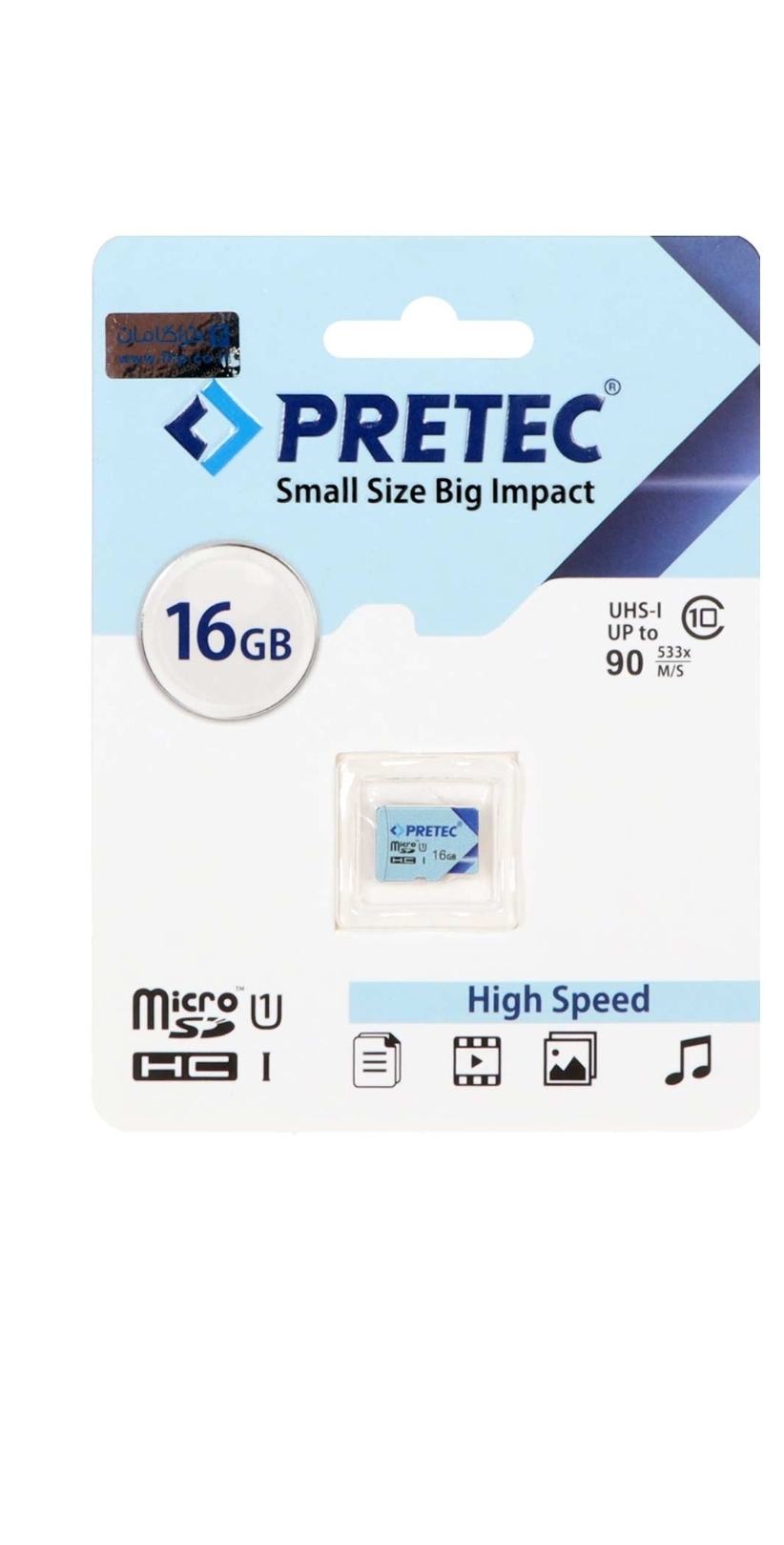 رم  - Pretec MicroSDHC U1 533X 90Mb/s - 16GB