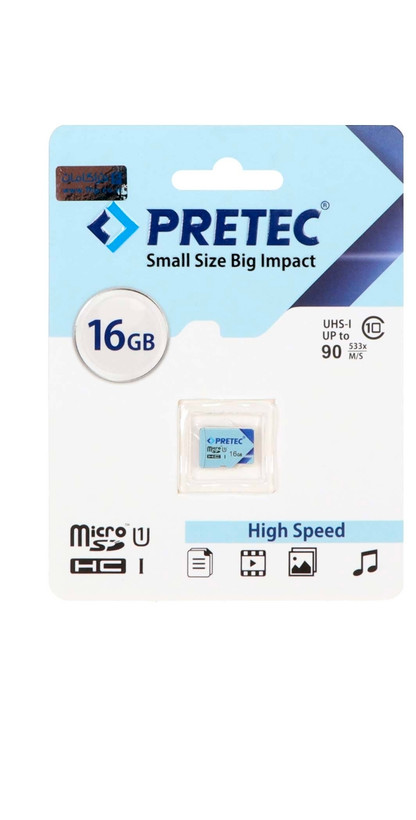 رم - Pretec MicroSDHC U1 533X 90Mb/s - 16GB