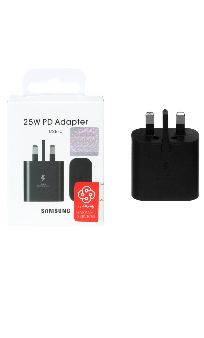 شارژر دیواری سه پین 25 TA800 - SAMSUNG ( فست و PD) مشکی ( پارتیان پایا) - درجه یک