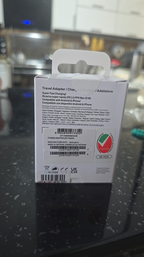 شارژر دیواری سه پین 25 TA800 - SAMSUNG ( فست و PD) مشکی ( پارتیان پایا) - درجه یک
