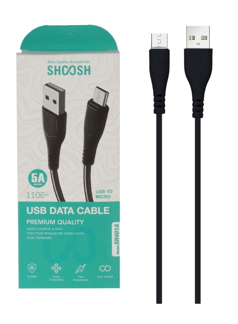 کابل شارژ 1.1 متری فست اندروید Shoosh مدل 401  مشکی